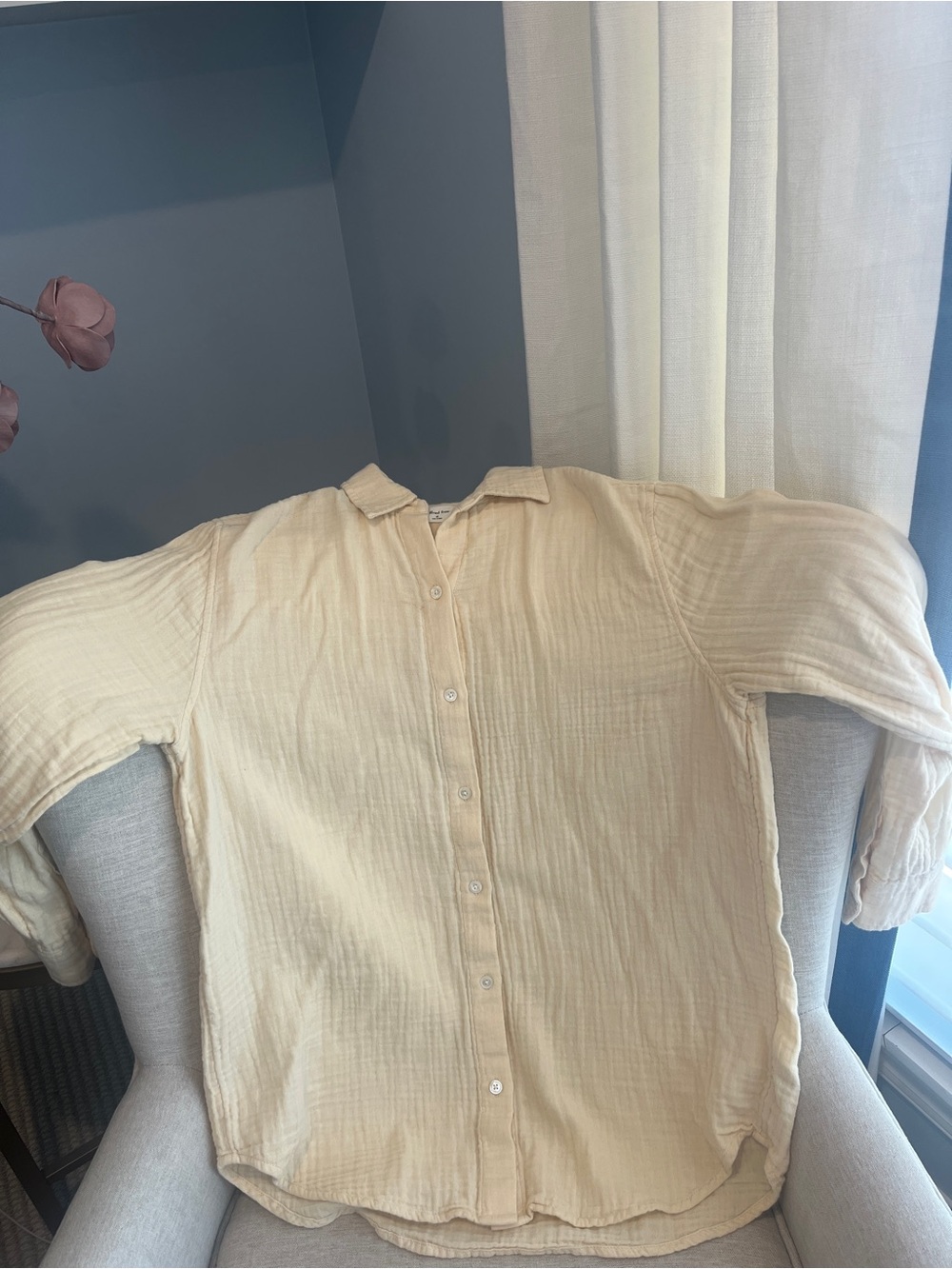 Aritzia Wilfred Free Sail Cotton Gauze Button Down Shirt Size XS